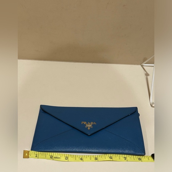 COPY - Prada Vitello Grain Blue Envelope Wallet w/unbranded Chain - Picture 12 of 14